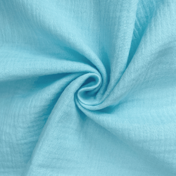 Ткань Муслин Жатый, цвет Небесно-голубой (на отрез)  в Кайспийском